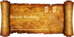Balek Bianka névjegykártya